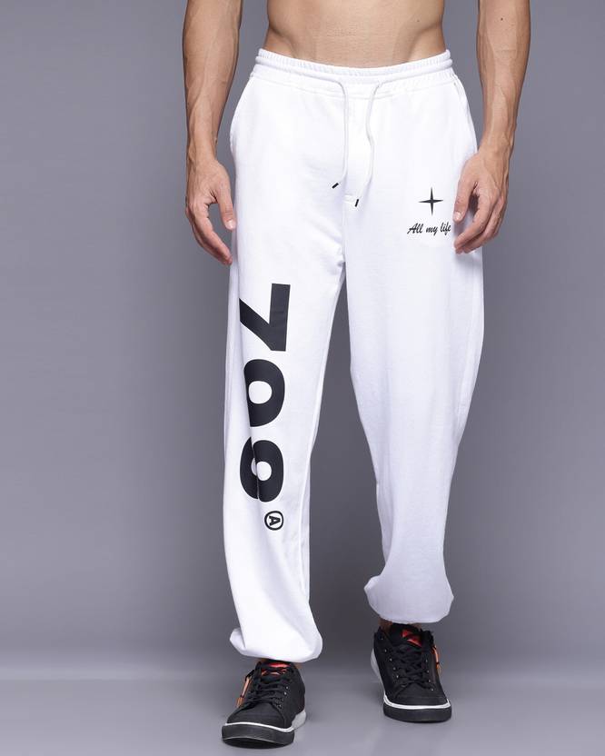 FLYNOFF White Printed Loose Fit Men's Jogger Pant - Image 1